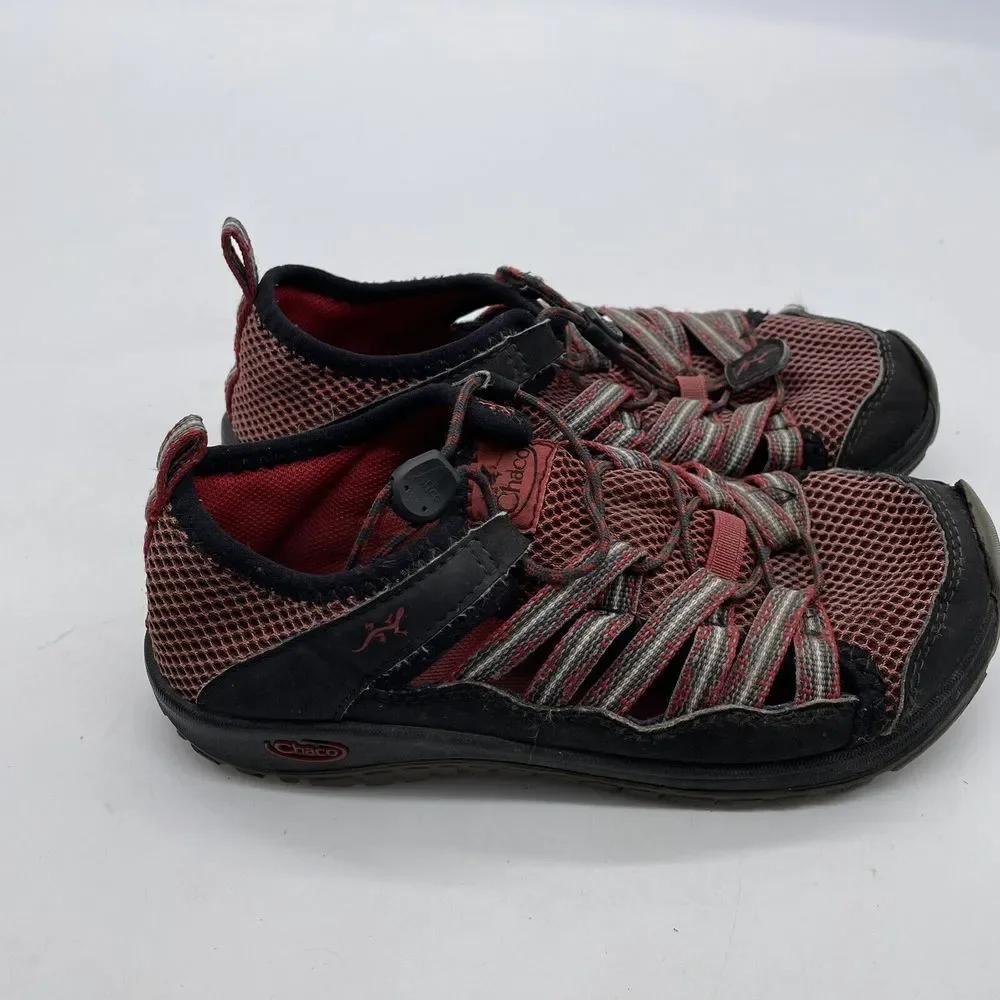 Chaco Kid Outcross Water‎ Shoe Red Bungee Lace Waterproof Youth Size 2